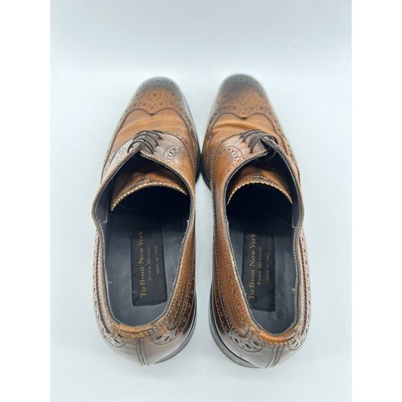 To Boot New York Viceroy Brogue Wingtip Leather Oxfords Cognac Brown Men’s 9.5 - Picture 7 of 12